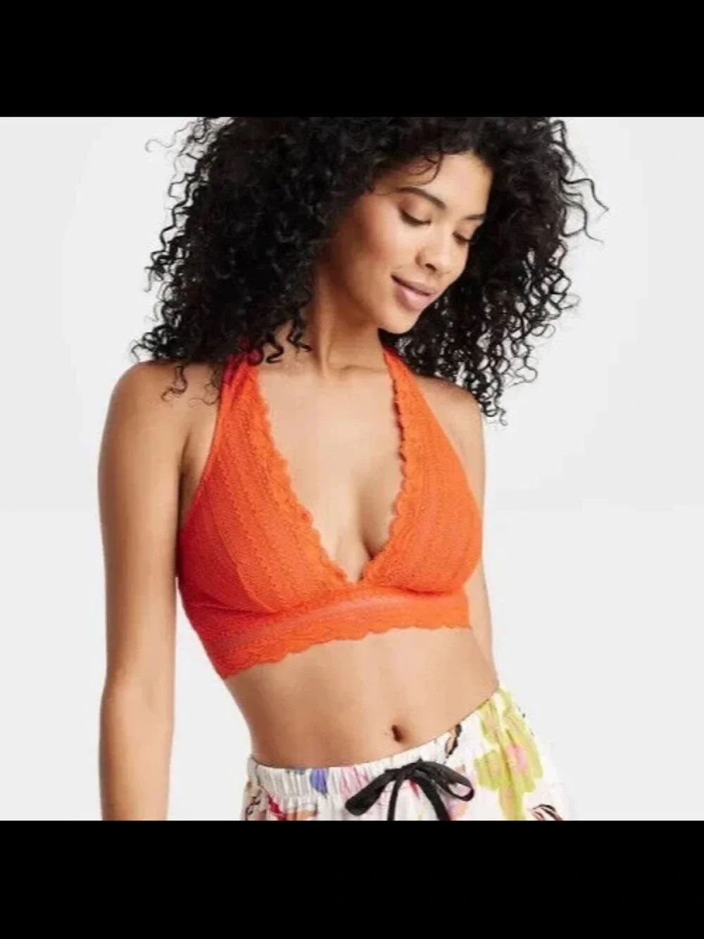 Auden Bright Orange High Apex Racerback Lace Bralette – XS